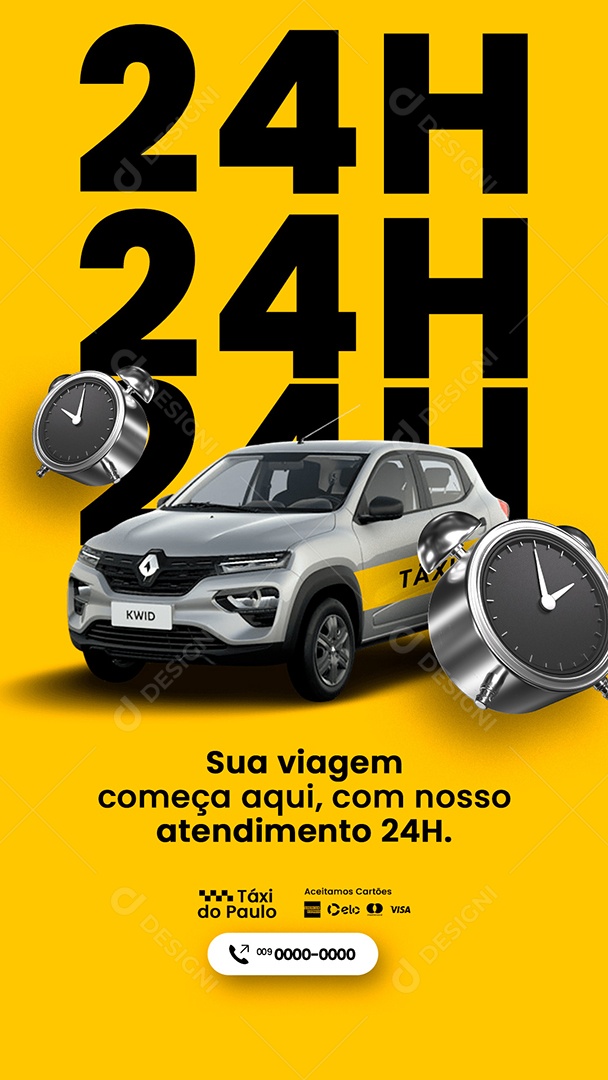 Story Sua Viagem Começa Aqui Com Nosso Atendimento 24H Taxista Social Media PSD Editável