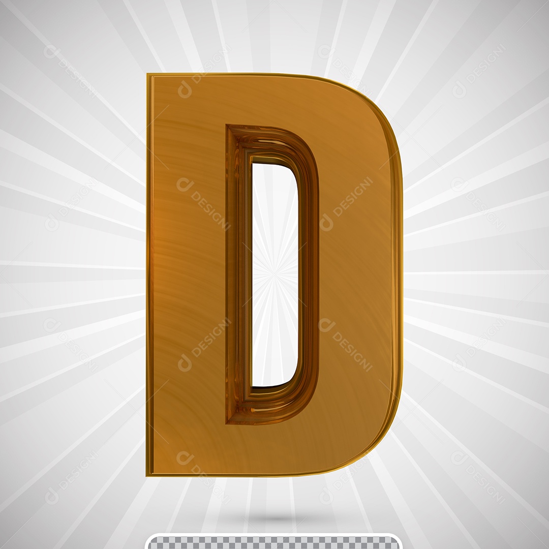 Alfabeto 3D Letra D Maiúscula Dourada Elemento Para Composição PSD