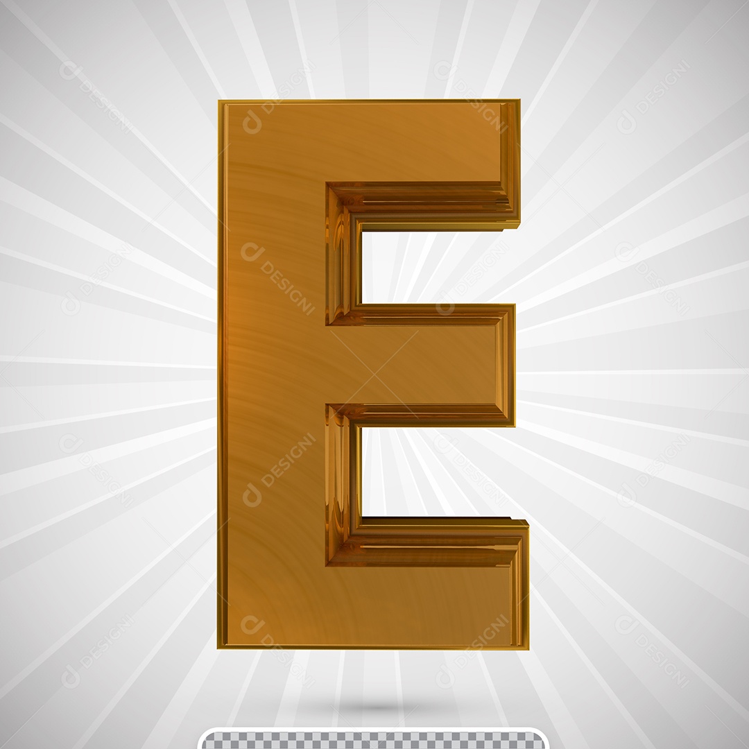 Alfabeto 3D Letra E Maiúscula Dourada Elemento Para Composição PSD