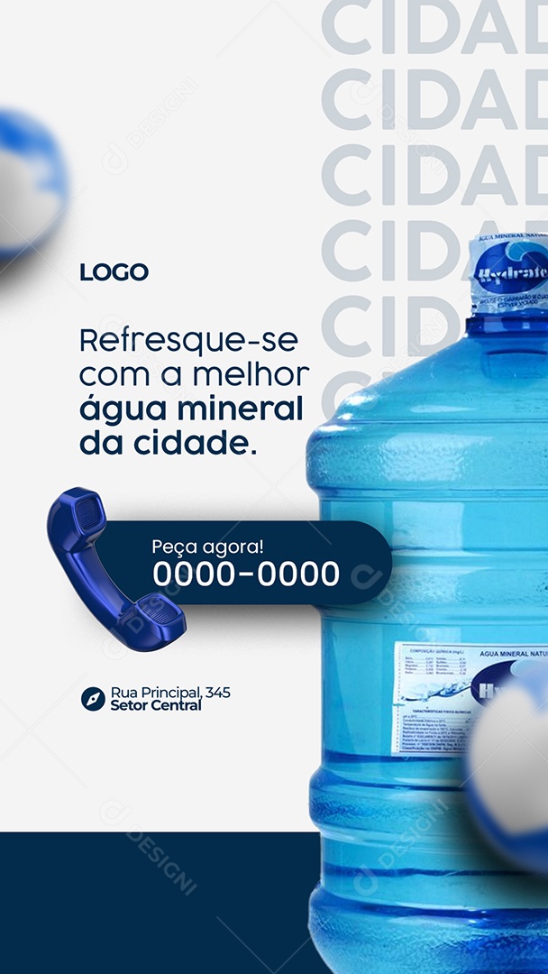 Story Refresque-se Com a Melhor Água Mineral da Cidade Distribuidora de Água Social Media PSD Editável