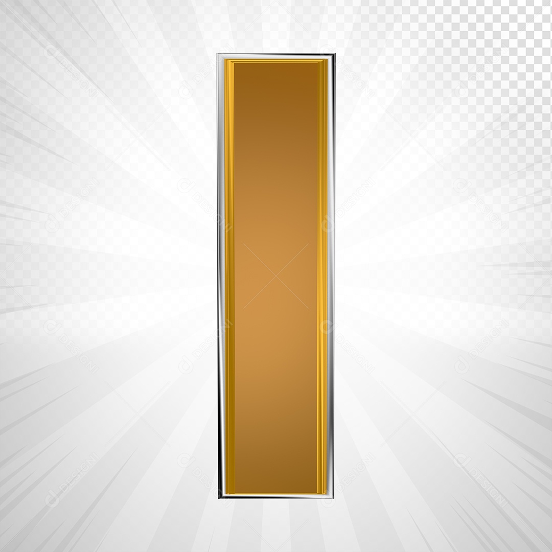 Alfabeto 3D Letra I Maiúscula Dourada Elemento Para Composição PSD