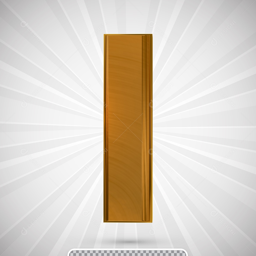 Alfabeto 3D Letra I Maiúscula Dourada Elemento Para Composição PSD