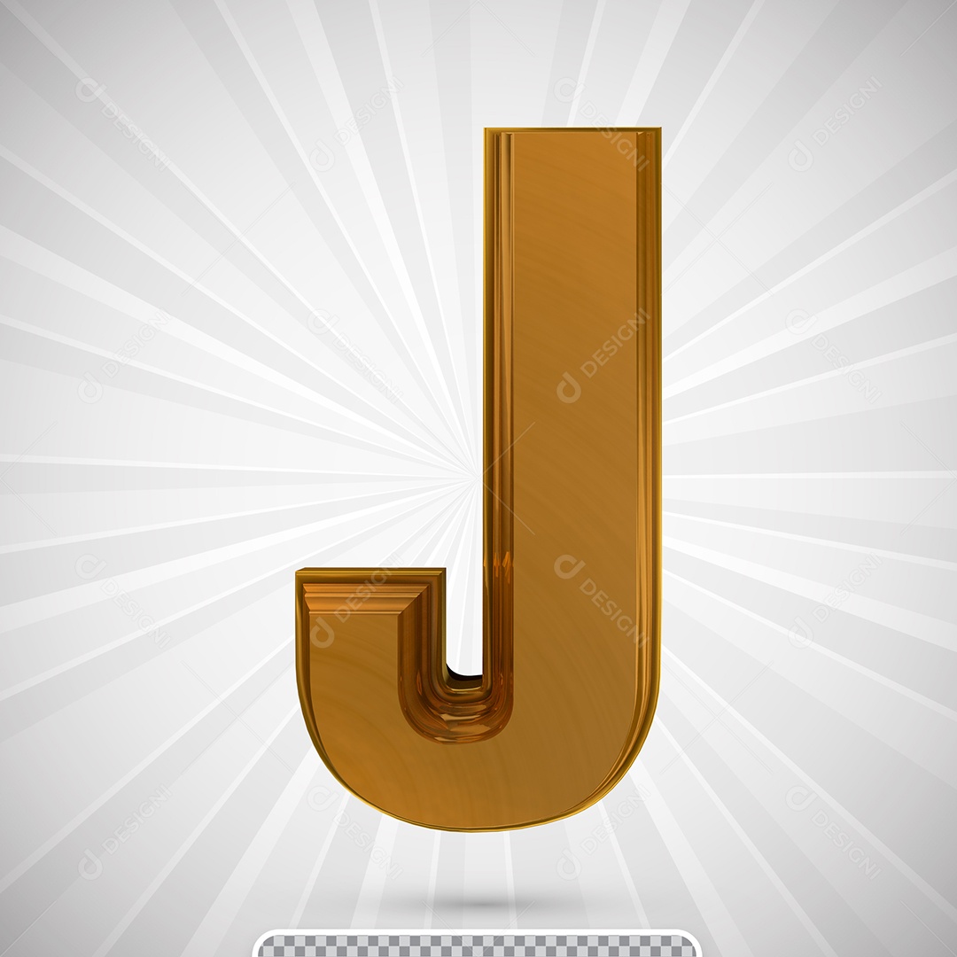 Alfabeto 3D Letra J Maiúscula Dourada Elemento Para Composição PSD
