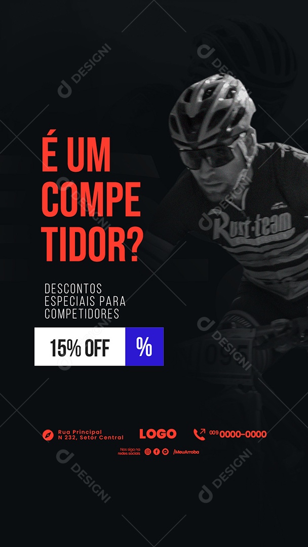 Story É Um Competidor Bicicletaria Social Media PSD Editável