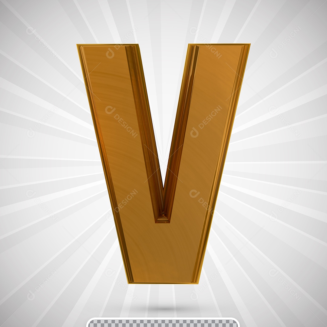 Alfabeto 3D Letra V Maiúscula Dourada Elemento Para Composição PSD