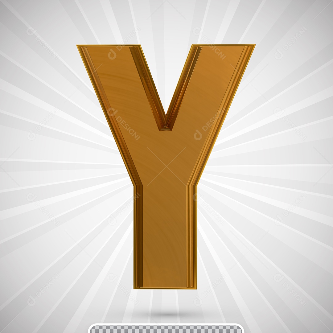 Alfabeto 3D Letra Y Maiúscula Dourada Elemento Para Composição PSD