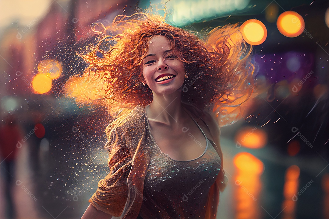 Linda garota ruiva sorridente