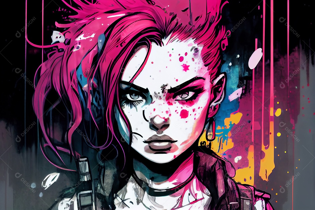 Garota de desenho em quadrinhos