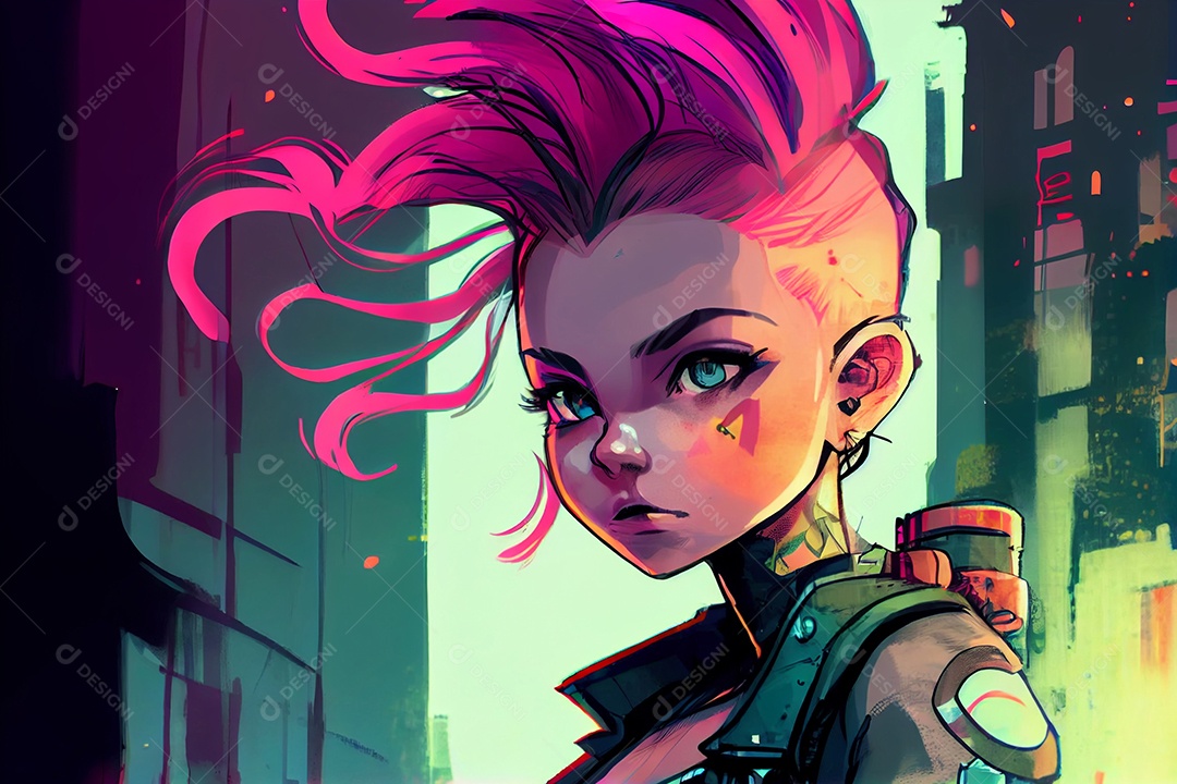 Garota de desenho em quadrinhos