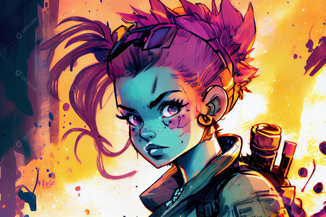 Garota de desenho em quadrinhos