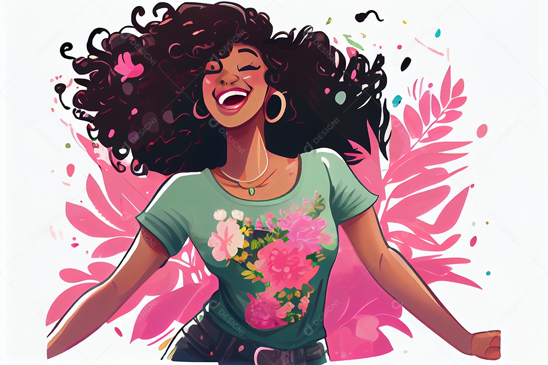 Ilustração mulher negra sorridente