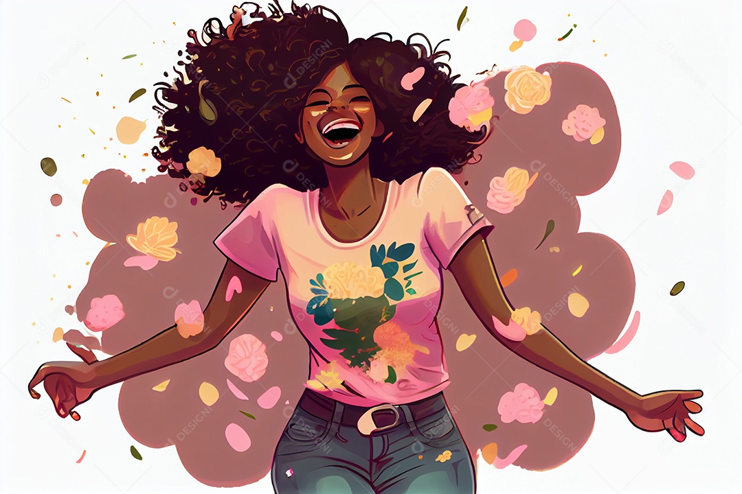 Ilustração mulher negra sorridente