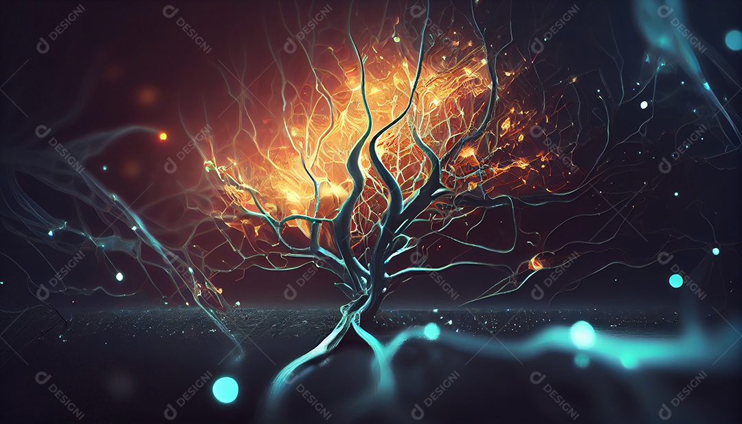 Background neurônios abstratos coloridos