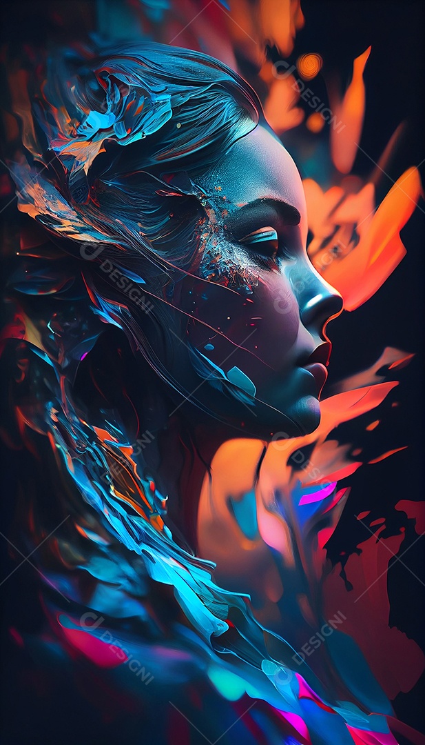 Silhueta mulher colorida