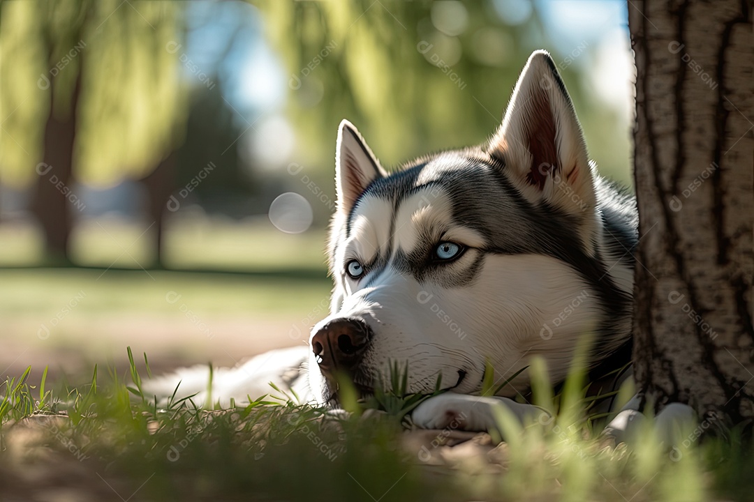 Relaxante Husky desfrutando de um momento sereno de calma e tranquilidade