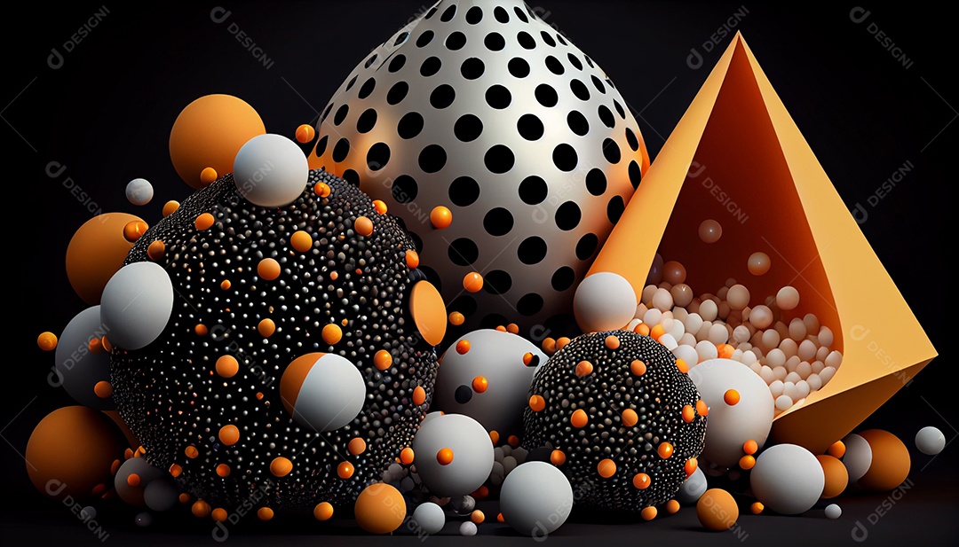 Background partículas e bolas coloridas