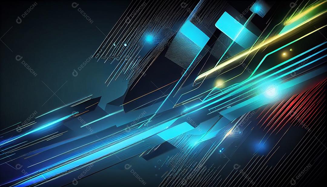 Background de tecnologia abstrata com luz neon azul