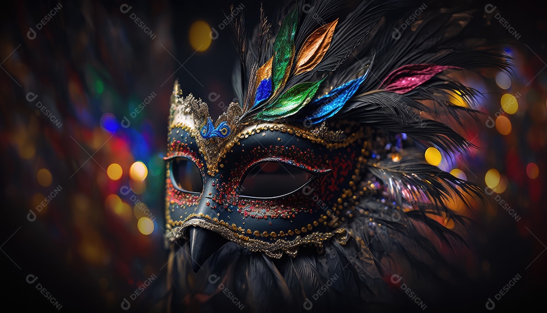 Máscara de carnaval exótica e vibrante com detalhes intrincados