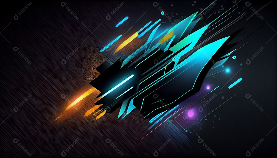 Background de tecnologia abstrata com luz neon azul