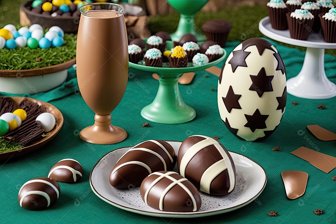 Coleção de Ovos de Páscoa Decorados com Motivos de Futebol e Miniatura