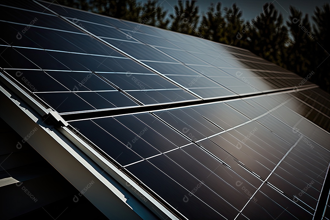 Instalação de painel solar moderno no telhado da casa para a celebração do Dia da Terra