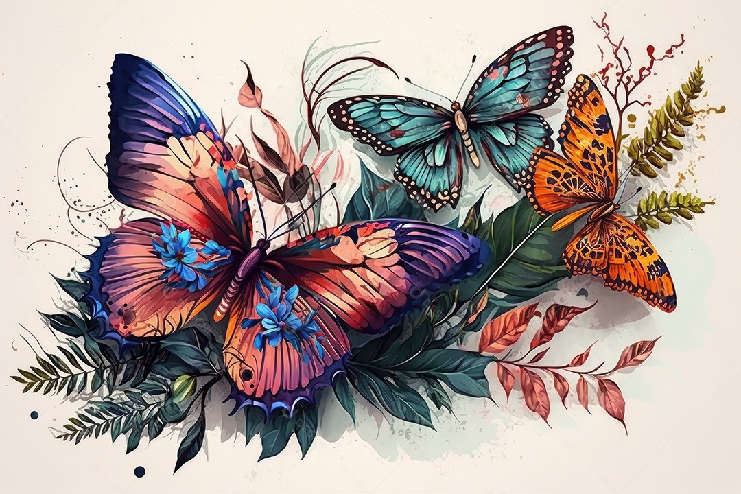 Exibição espetacular de borboletas em um jardim cheio de cores vivas