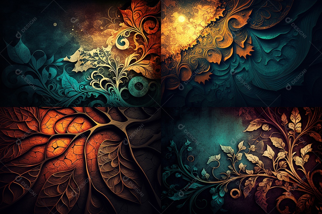 1Background de folhas coloridas