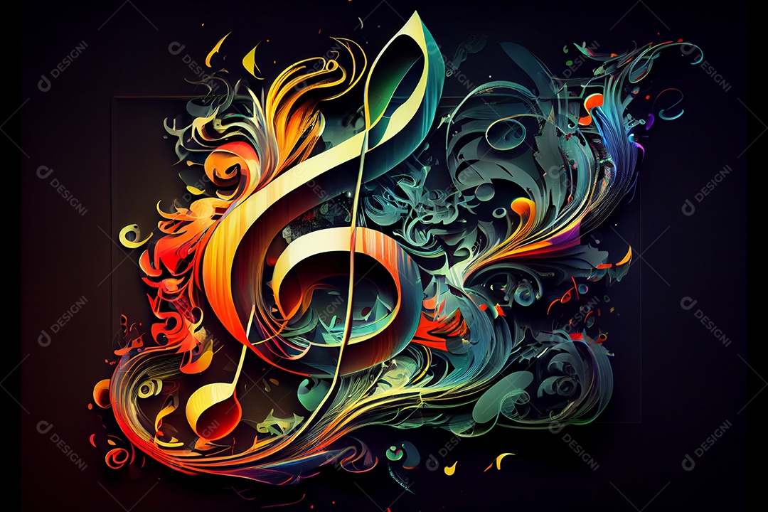 Notas musicais coloridas abstratas