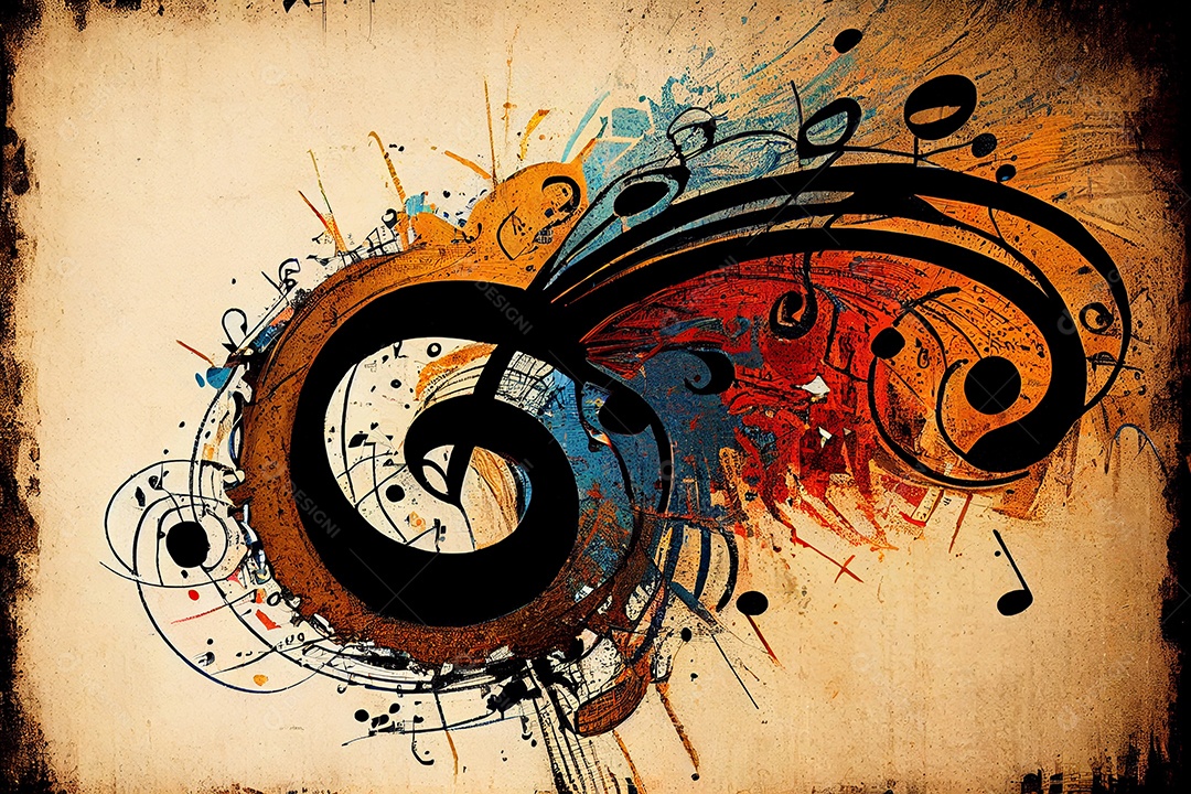 Notas musicais coloridas abstratas