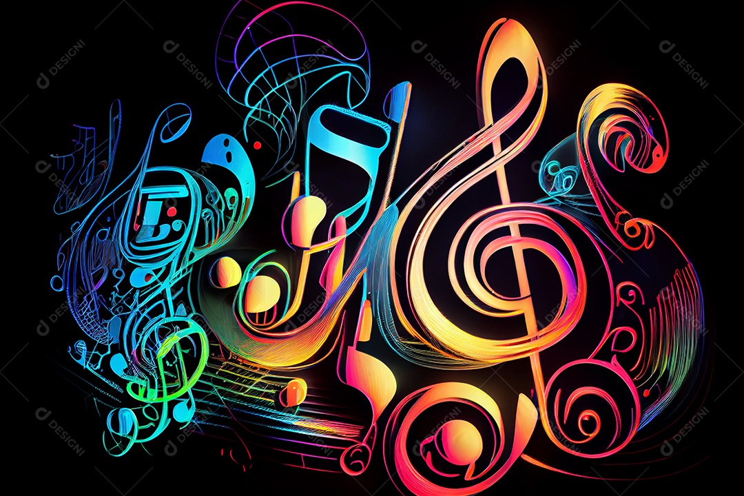 Notas musicais coloridas abstratas