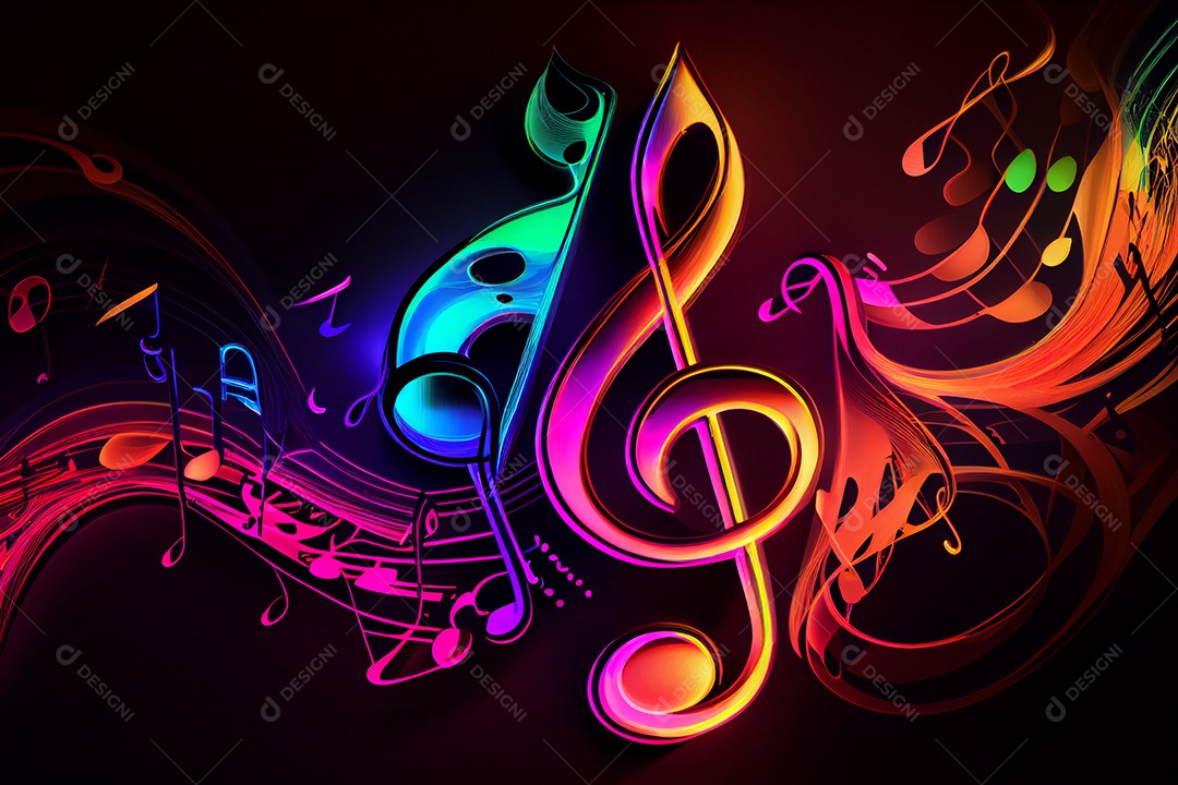 Notas musicais coloridas abstratas