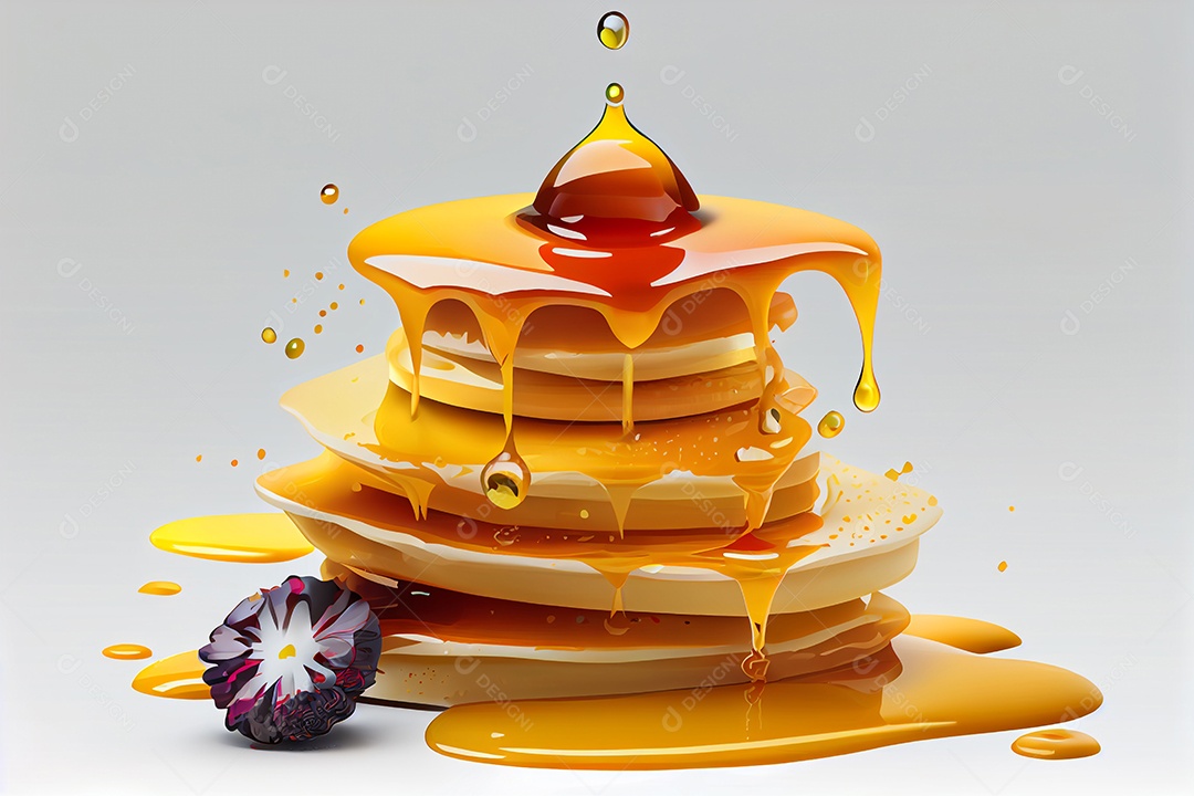 Deliciosas panquecas com calda de mel