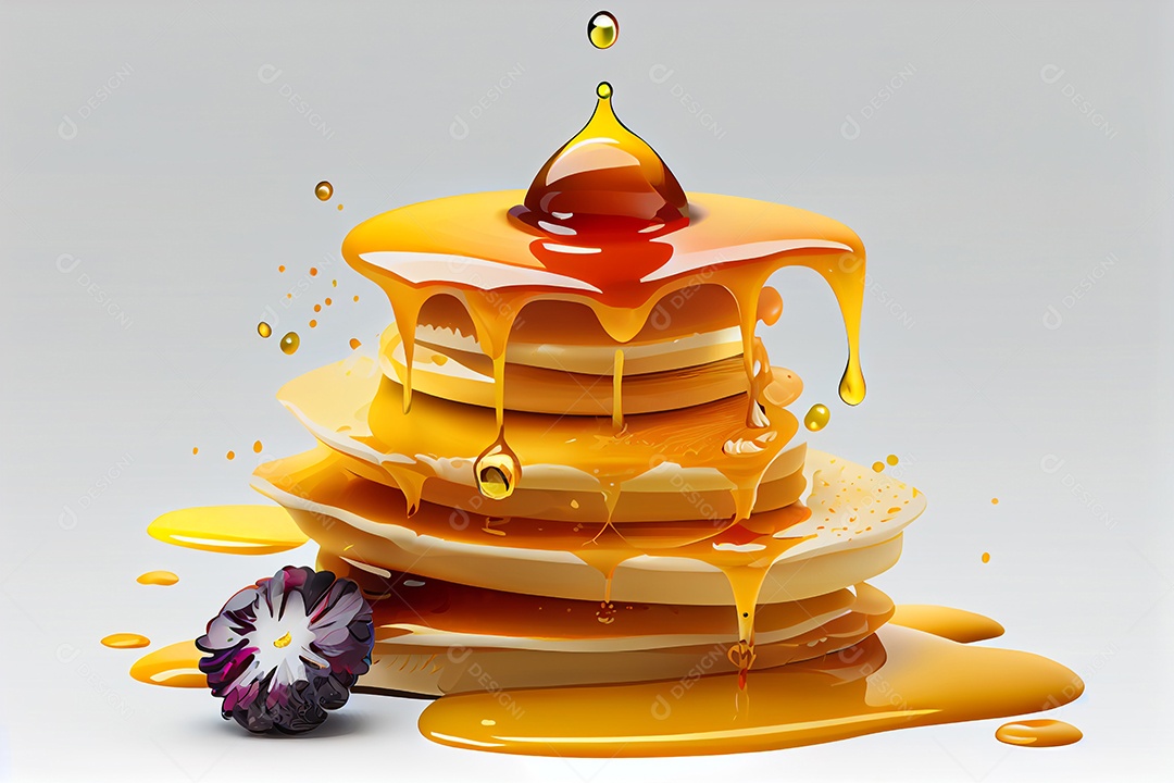 Deliciosas panquecas com calda de mel