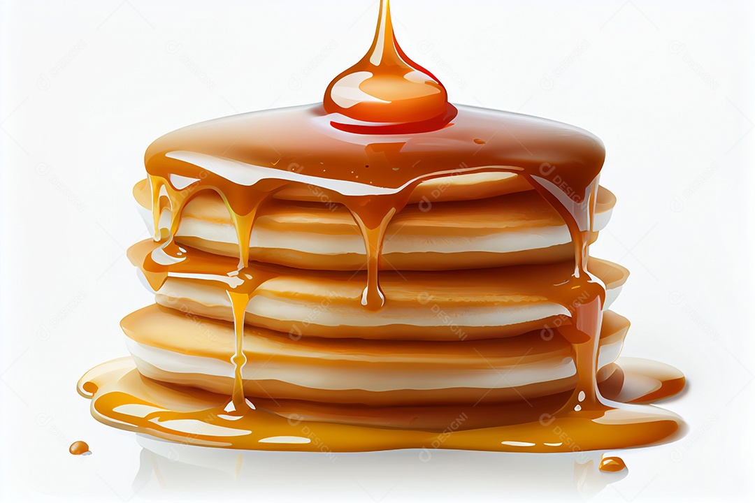 Deliciosas panquecas com calda de mel