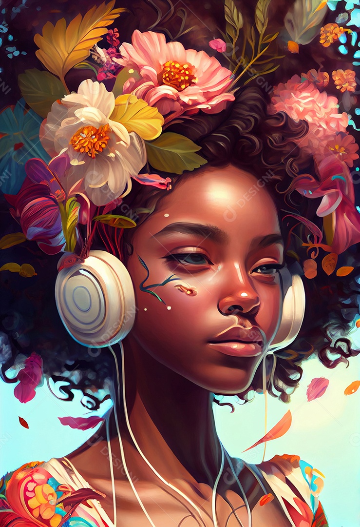 Linda mulher com fones de ouvido