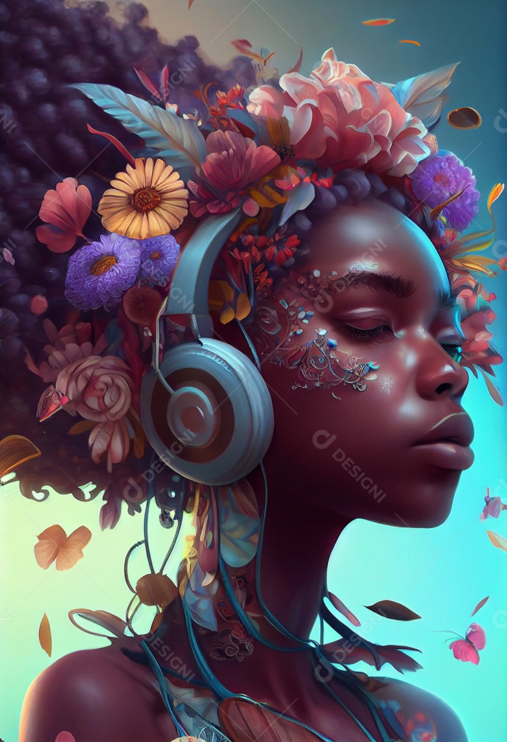 Linda mulher com fones de ouvido