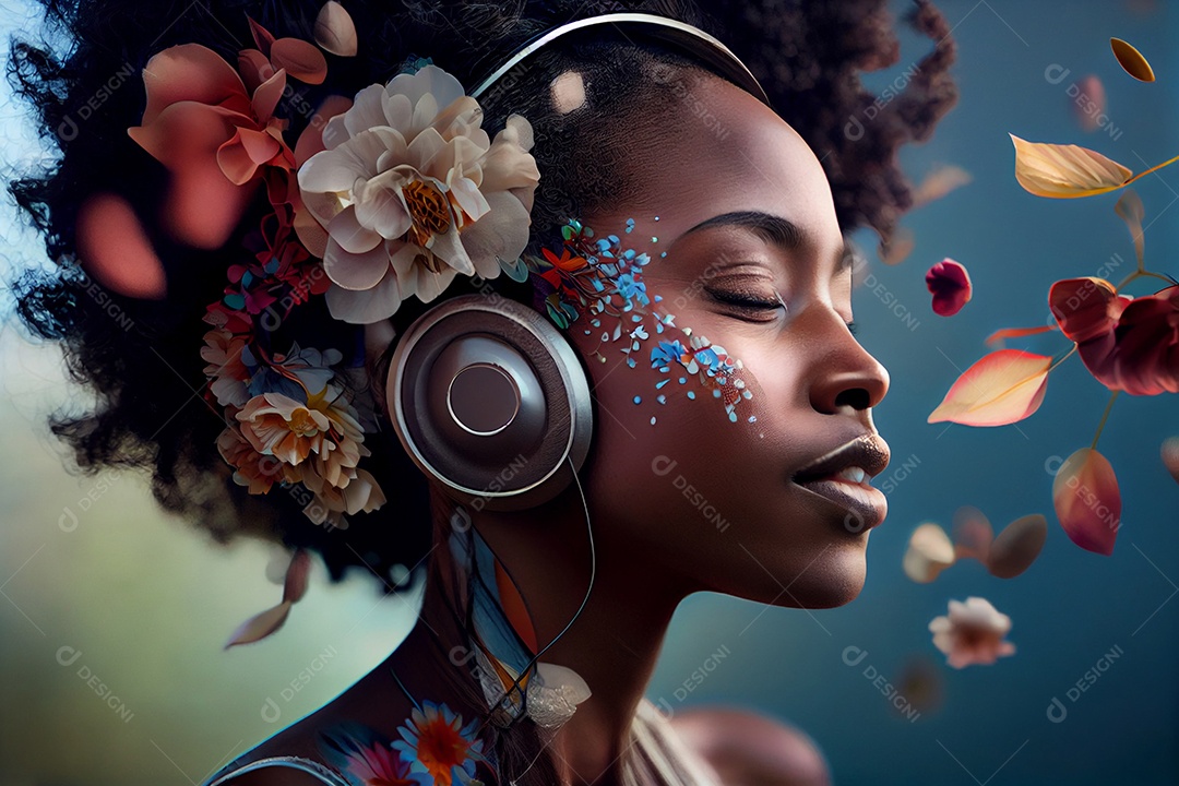 Linda mulher com fones de ouvido