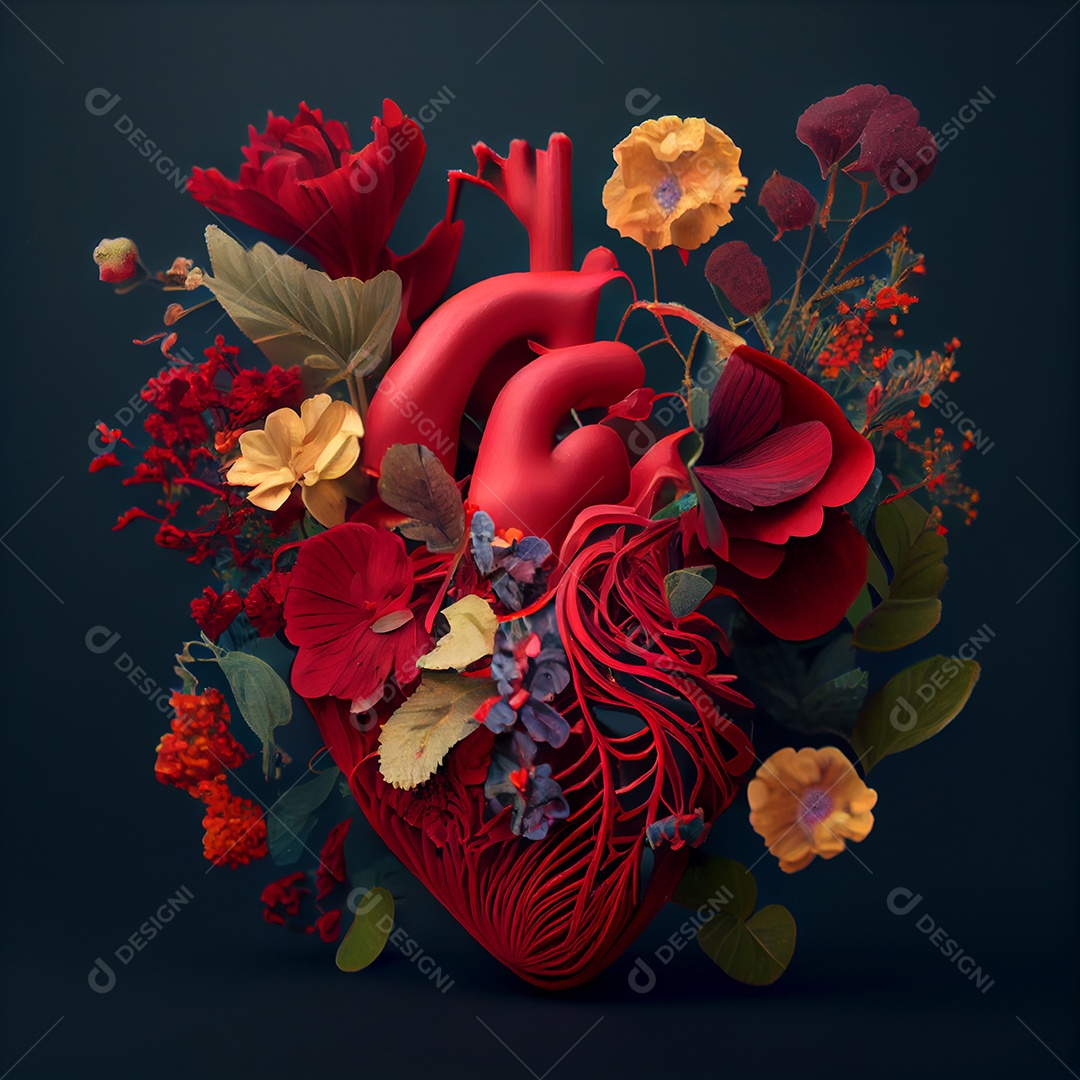 Coração humano de flores