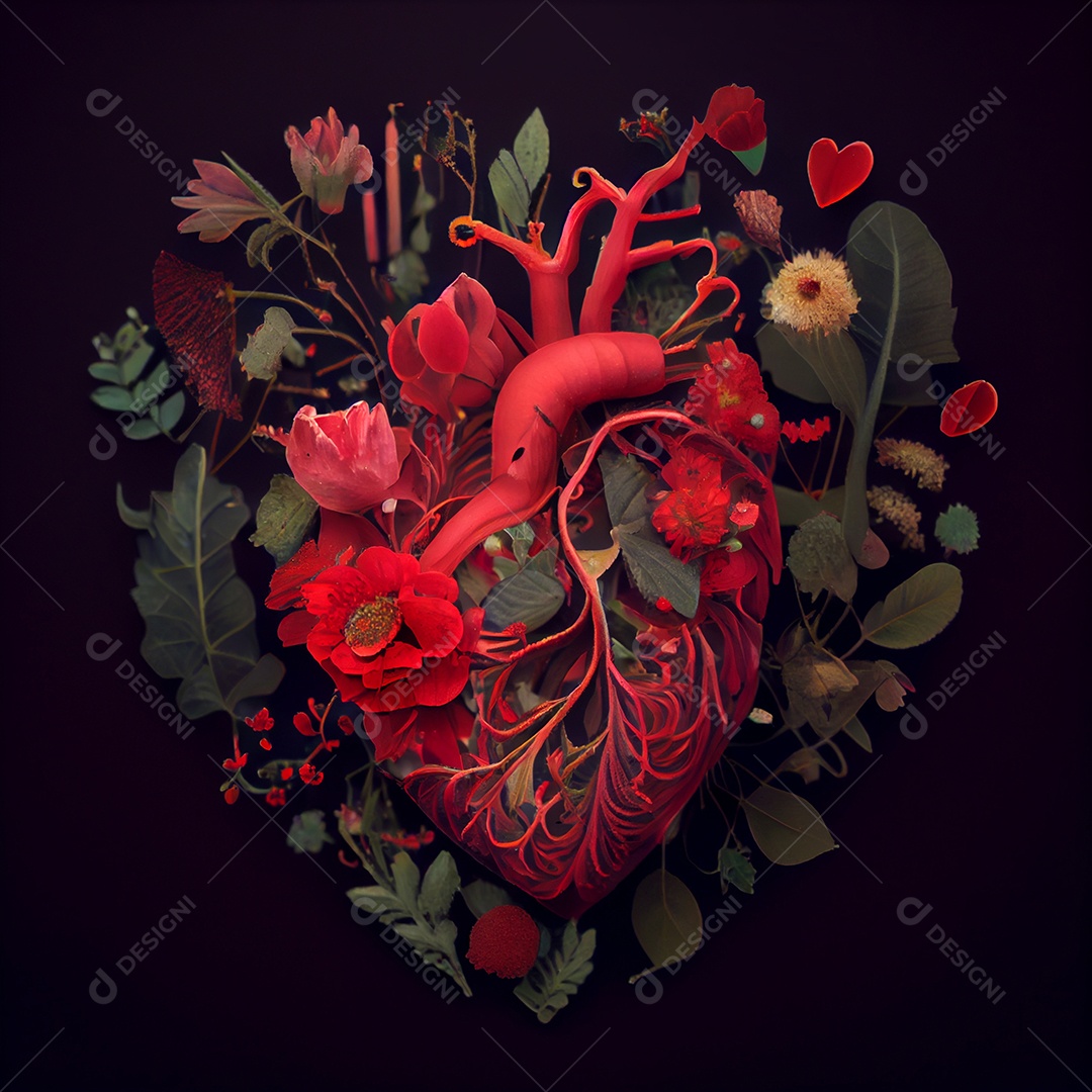 Coração humano de flores