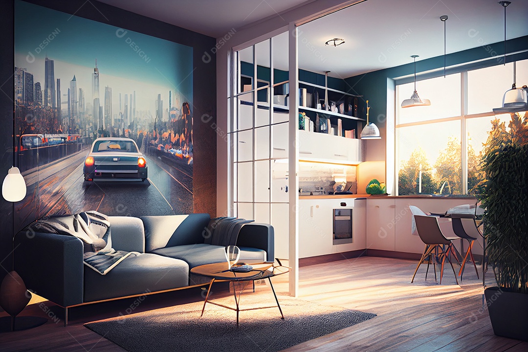 Interior de um quarto moderno