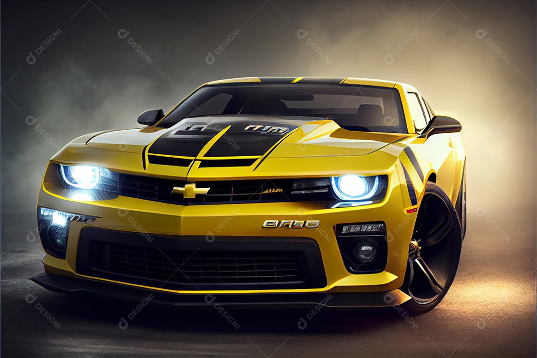 Carro esportivo Camaro amarelo