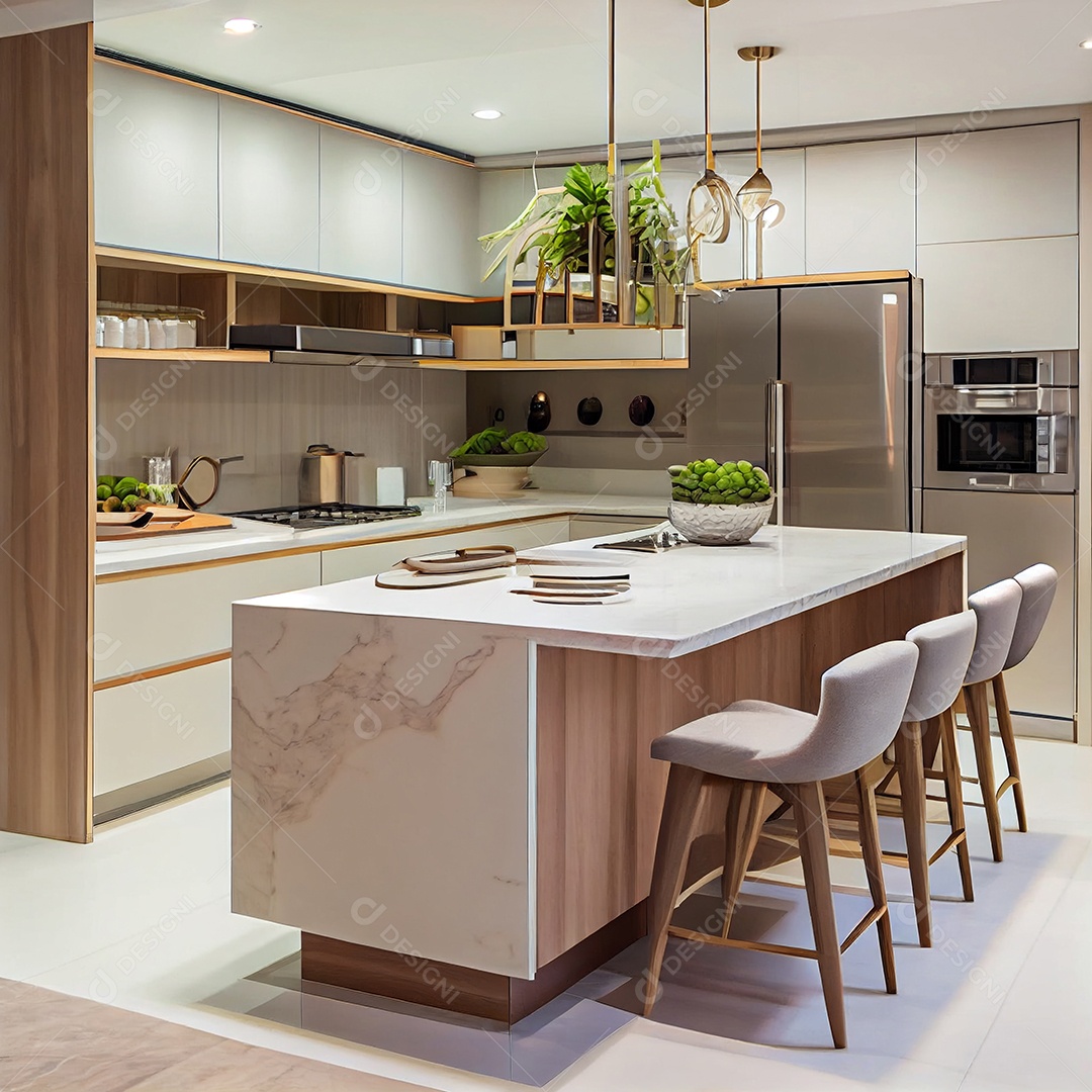 Decoração de uma cozinha moderna