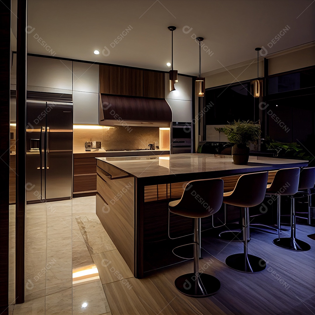 Decoração de uma cozinha moderna