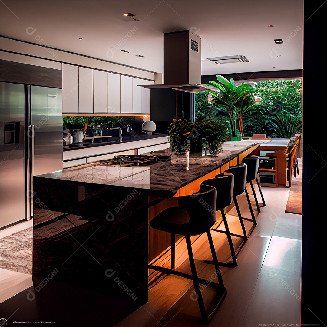 Decoração de uma cozinha moderna