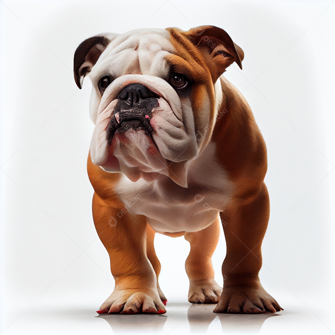 Cachorro bulldog isolado em fundo branco