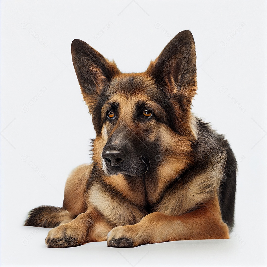 Cachorro Pastor Alemão isolado em fundo branco