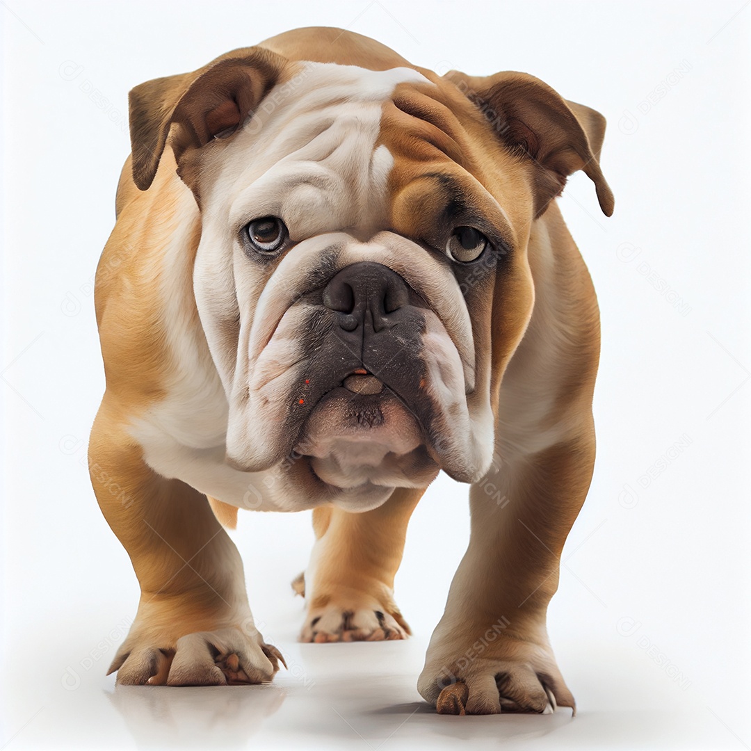 Cachorro bulldog isolado em fundo branco