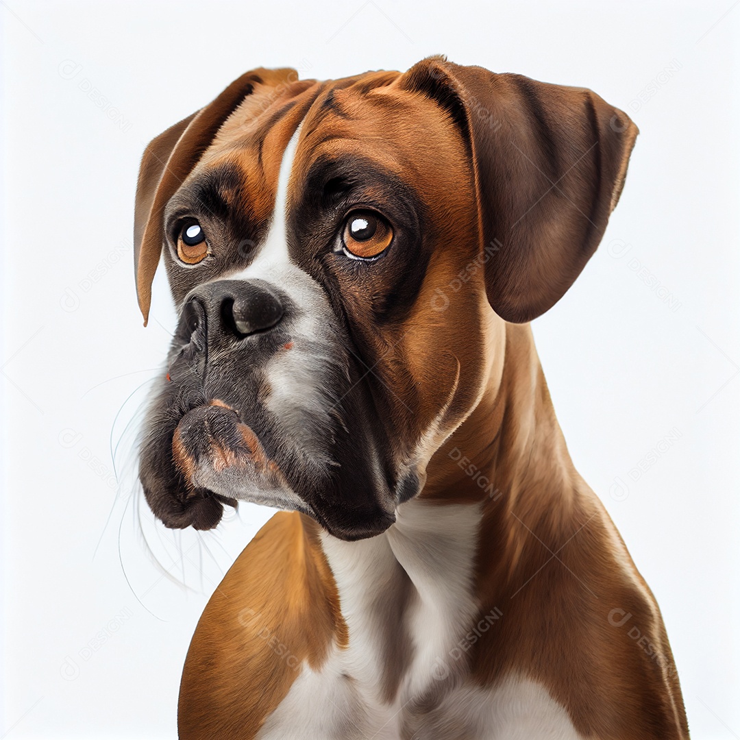 Cachorro boxer isolado em fundo branco