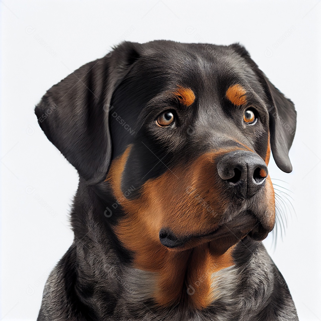 Cachorro rottweiler em fundo branco