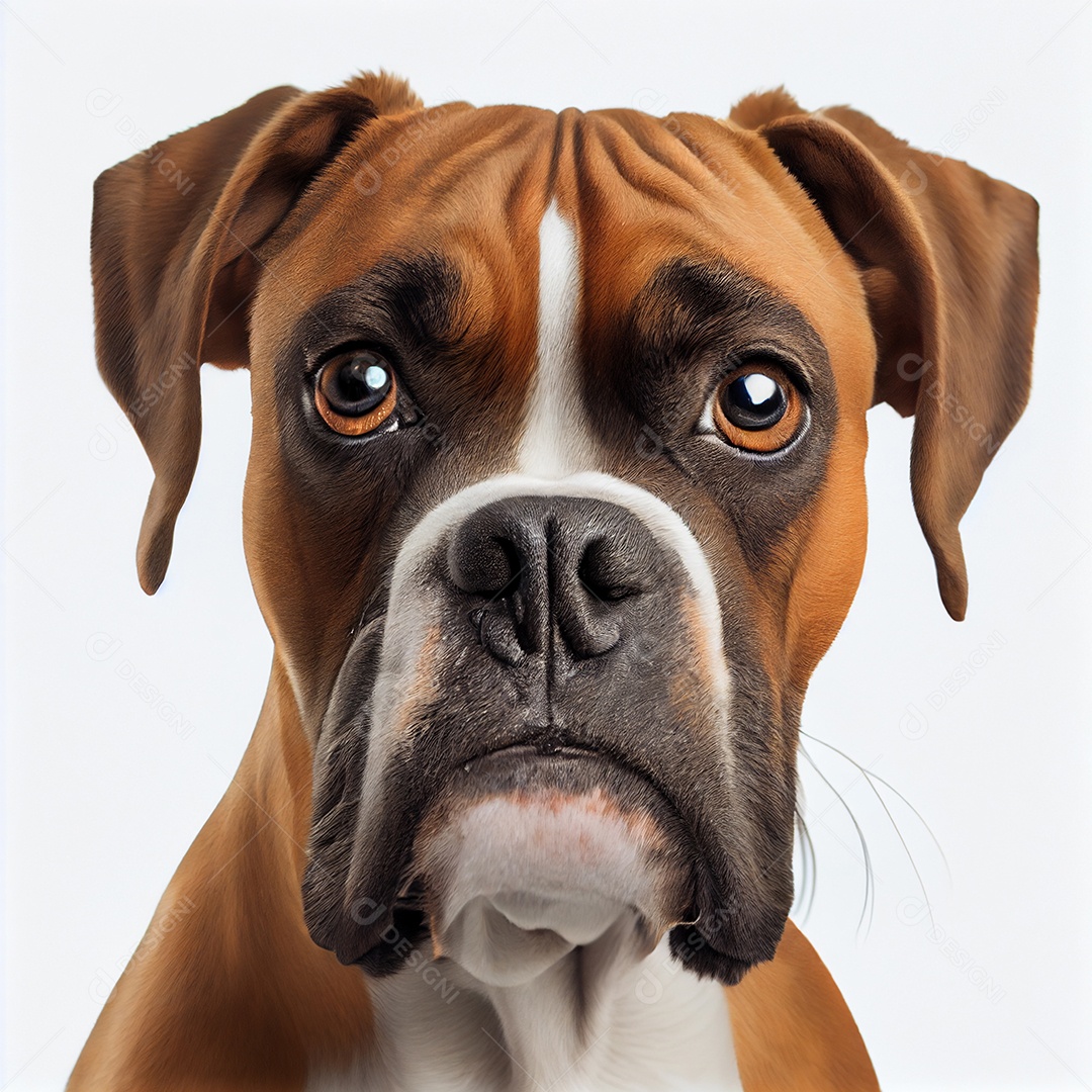 Cachorro boxer em fundo branco